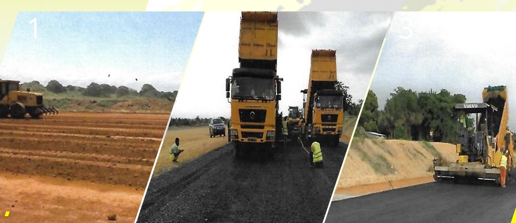 Chantier de construction de route en RDC